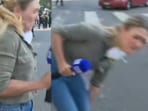 Lauren Tomasi, an Australian TV reporter, was shot in the leg with a rubber bullet during LA riots. Lauren Tomasi, an Australian TV reporter, was shot in the leg with a rubber bullet during LA riots.