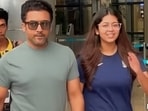 Suriya and his daughter Diya were clicked at the Hyderabad airport. Suriya and his daughter Diya were clicked at the Hyderabad airport.