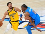 Tyrese Haliburton in action during Game 2 vs Oklahoma City Thunder Tyrese Haliburton in action during Game 2 vs Oklahoma City Thunder