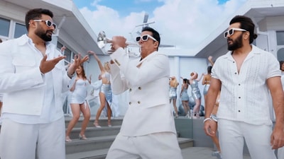 Housefull 5 worldwide box office collection day 3: Abhishek Bachchan, Akshay Kumar and Riteish Deshmukh in a still from the film.