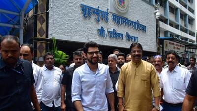 Mumbai, India – 09, June 2025: Shivsena (UBT) leader Aditya Thackeray came out after a meeting, Assistant Commissioner of Worli-South Division of Mumbai Municipal Corporation, and concerned officials to review the pre-monsoon works, during this time, issues such as drain cleaning, stalled road works, traffic congestion, and health facilities, which are felt strongly during the monsoon, were discussed , in Mumbai, India, on Monday, June 09, 2025. (Photo by Bhushan Koyande/HT Photo) Mumbai, India – 09, June 2025: Shivsena (UBT) leader Aditya Thackeray came out after a meeting, Assistant Commissioner of Worli-South Division of Mumbai Municipal Corporation, and concerned officials to review the pre-monsoon works, during this time, issues such as drain cleaning, stalled road works, traffic congestion, and health facilities, which are felt strongly during the monsoon, were discussed , in Mumbai, India, on Monday, June 09, 2025. (Photo by Bhushan Koyande/HT Photo)
