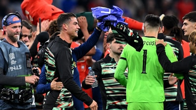 Portugal talisman Cristiano Ronaldo was left in tears after the side won the Nations League (REUTERS)