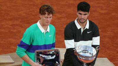 Spain's Carlos Alcaraz (R) and Italy's Jannik Sinner. (AFP) Spain's Carlos Alcaraz (R) and Italy's Jannik Sinner. (AFP)