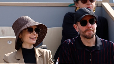 Actor Lily Collins in the stands during the final match between Spain's Carlos Alcaraz and Italy's Jannik Sinner. (REUTERS)