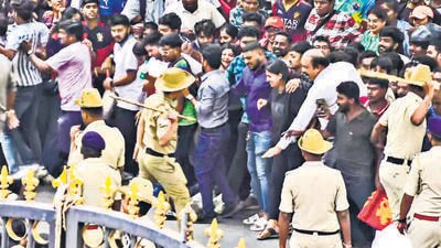 The stampede occurred on June 4 evening outside the Chinnaswamy Stadium during an event organised to celebrate Royal Challengers Bengaluru’s win in the IPL (PTI) The stampede occurred on June 4 evening outside the Chinnaswamy Stadium during an event organised to celebrate Royal Challengers Bengaluru’s win in the IPL (PTI)