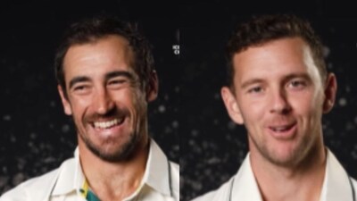 Mitchell Starc laughed upon hearing Josh Hazlewood's new nickname ‘HazleGod’. (Screengrabs - ICC Instagram) Mitchell Starc laughed upon hearing Josh Hazlewood's new nickname ‘HazleGod’. (Screengrabs - ICC Instagram)
