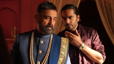 Thug Life box office collection day 4: Kamal Haasan and Simbu in a still from the film. Thug Life box office collection day 4: Kamal Haasan and Simbu in a still from the film.