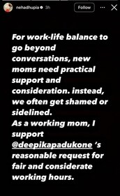 A screengrab from Neha's Instagram stories. (Instagram/nehadhupia) A screengrab from Neha's Instagram stories. (Instagram/nehadhupia)