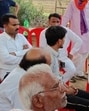 Sirathu MLA Pallavi Patel meeting family members of Siddharth Tiwari in Kaushambi on Tuesday. (HT Photo)