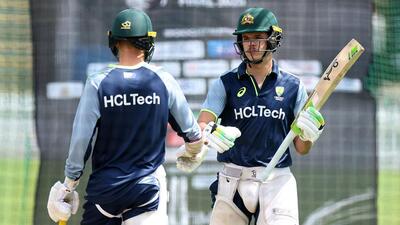 Australia's Sam Konstas (R) during a practice session at Lord's. (AFP)