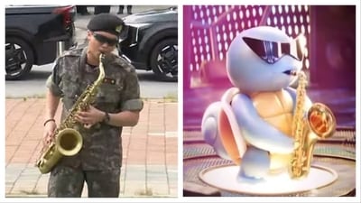 At the event, RM played the saxophone, picking the tunes of the Case Closed (Detective Conan) soundtrack for his performance.