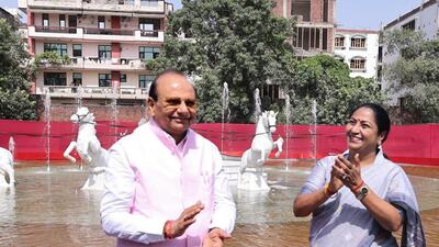 CM Gupta and LG Saxena during the inauguration event on Tuesday. (CMO Delhi - X) CM Gupta and LG Saxena during the inauguration event on Tuesday. (CMO Delhi - X)
