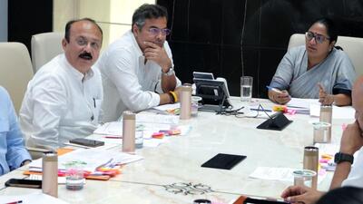 CM Rekha Gupta with the cabinet on Tuesday. (HT Photo) CM Rekha Gupta with the cabinet on Tuesday. (HT Photo)