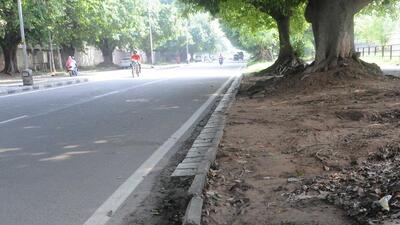 Chandigarh Pollution Control Committee has flagged uncovered land along roads and on central verges, allowing dust to rise in the air due to vehicular movement, winds and soil erosion. (HT) Chandigarh Pollution Control Committee has flagged uncovered land along roads and on central verges, allowing dust to rise in the air due to vehicular movement, winds and soil erosion. (HT)