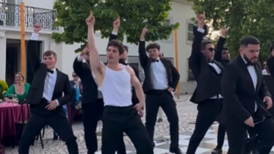 A video of a groom surprising his desi bride with a dance performance to Dhoom Again has gone viral (Instagram/@letteringbysav) A video of a groom surprising his desi bride with a dance performance to Dhoom Again has gone viral (Instagram/@letteringbysav)
