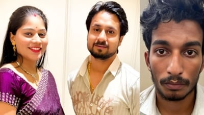 Raja Raghuvanshi (centre), his wife Sonam Raghuvanshi and her alleged lover Raj Kushwaha (right). Raja Raghuvanshi (centre), his wife Sonam Raghuvanshi and her alleged lover Raj Kushwaha (right).