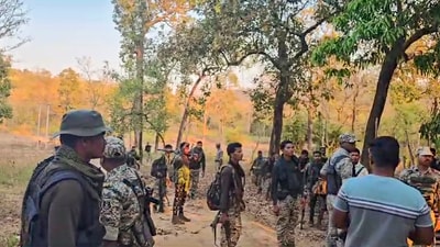 Security personnel during an encounter with Naxalites in the Bijapur district, Chhattisgarh. (File photo.) (Representational Image - PTI)