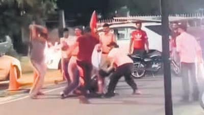 The brawl unfolded in the presence at least two security guards, raising concerns about their effectiveness. (HT) The brawl unfolded in the presence at least two security guards, raising concerns about their effectiveness. (HT)