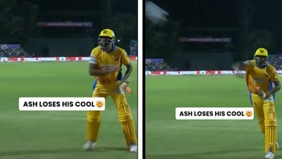 Ashwin throws his gloves in the air Ashwin throws his gloves in the air