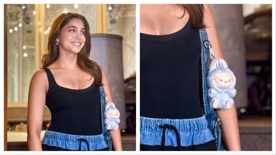 One of Bollywood’s stylish new-gen stars, Sharvari was recently spotted with a Labubu doll charm hanging from her Balenciaga handbag. One of Bollywood’s stylish new-gen stars, Sharvari was recently spotted with a Labubu doll charm hanging from her Balenciaga handbag.