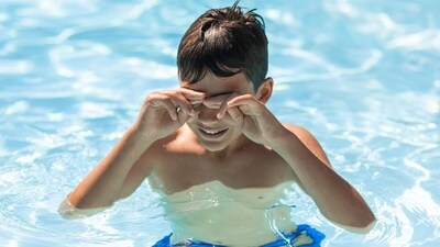 The swimming pool contains chlorine, which may irritate eyes. (Shutterstock) The swimming pool contains chlorine, which may irritate eyes. (Shutterstock)