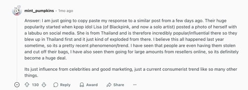 Reddit user blames celebrity influence for the growing popularity of Labubu dolls (Reddit)