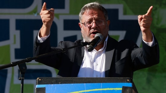 Itamar Ben Gvir is one of the two far-right Israeli ministers the UK and four other countries have imposed sanctions on (AFP)