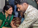 Brother of Sonam Raghuvanshi, Govind, mourns with the Mother of Raja Raghuvanshi, Uma Raghuvanshi, in Indore on Wednesday. (ANI Photo) Brother of Sonam Raghuvanshi, Govind, mourns with the Mother of Raja Raghuvanshi, Uma Raghuvanshi, in Indore on Wednesday. (ANI Photo)
