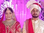 Sonam Raghuvanshi and her husband Raja Raghuvanshi at their wedding. (Sourced) Sonam Raghuvanshi and her husband Raja Raghuvanshi at their wedding. (Sourced)