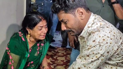 Sonam Raghuvanshi's brother visited her dead husband's bereaved family in Indore and consoled them. (Pravin Barnale/ANI) Sonam Raghuvanshi's brother visited her dead husband's bereaved family in Indore and consoled them. (Pravin Barnale/ANI)