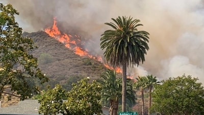 Evacuation orders were issued in Burbank due to the Bethany Fire, which spread rapidly across hillside areas, prompting authorities to close hiking trails and open an evacuation center. (Burbank Police Department.) Evacuation orders were issued in Burbank due to the Bethany Fire, which spread rapidly across hillside areas, prompting authorities to close hiking trails and open an evacuation center. (Burbank Police Department.)