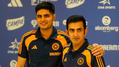Indian cricket test team captain Shubman Gill, left, and head coach Gautam Gambhir poses for picture after addressing a pre-departure press conference (AP) Indian cricket test team captain Shubman Gill, left, and head coach Gautam Gambhir poses for picture after addressing a pre-departure press conference (AP)