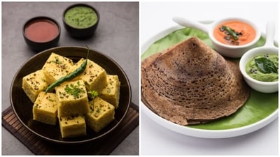 Dhokla and ragi dosa are both nutritious Indian foods, but a nutritionist rated dhokla as healthier. (Freepik) Dhokla and ragi dosa are both nutritious Indian foods, but a nutritionist rated dhokla as healthier. (Freepik)