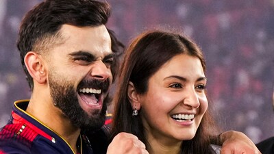 Virat Kohli and Anushka Sharma couldn't stop smiling after RCB won the IPL for the first time in 18 years (PTI) Virat Kohli and Anushka Sharma couldn't stop smiling after RCB won the IPL for the first time in 18 years (PTI)