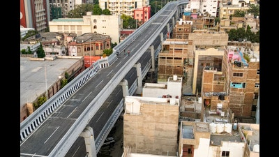 Patna's first double-decker flyover ahead of its inauguration by Bihar chief minister Nitish Kumar, in Patna, on Tuesday. (PTI) Patna's first double-decker flyover ahead of its inauguration by Bihar chief minister Nitish Kumar, in Patna, on Tuesday. (PTI)