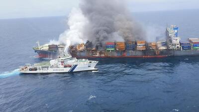 The vessel — Wan Hai 503 — was sailing from Colombo to Nhava Sheva port in Mumbai when an explosion in one of its containers sparking a fire on Monday. (HT photo) The vessel — Wan Hai 503 — was sailing from Colombo to Nhava Sheva port in Mumbai when an explosion in one of its containers sparking a fire on Monday. (HT photo)