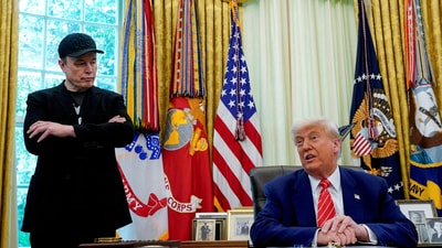 Donald Trump stated that it was "very nice" that Elon Musk publicly apologised for posts about the US President. (REUTERS)