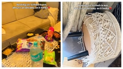 The visuals included chip packets littered on the table and broken furniture. (PC: Instagram/@meerajhomestays) The visuals included chip packets littered on the table and broken furniture. (PC: Instagram/@meerajhomestays)