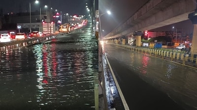 The Bengaluru Traffic Police issued multiple advisories, warning commuters of slow-moving traffic due to rainwater stagnation. (X/@blrcitytraffic) The Bengaluru Traffic Police issued multiple advisories, warning commuters of slow-moving traffic due to rainwater stagnation. (X/@blrcitytraffic)