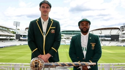 Pat Cummins and Temba Bavuma with the ICC Test Mace (ICC) Pat Cummins and Temba Bavuma with the ICC Test Mace (ICC)