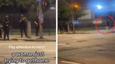 Viral video shows an officer shooting an unarmed woman with rubber bullet (Instagram) Viral video shows an officer shooting an unarmed woman with rubber bullet (Instagram)