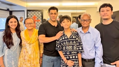 Salman Khan in the new picture that was shared by Race 3 co-star Saajan Singh. Salman Khan in the new picture that was shared by Race 3 co-star Saajan Singh.