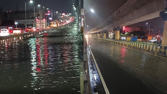 The Bengaluru Traffic Police issued multiple advisories, warning commuters of slow-moving traffic due to rainwater stagnation. (X/@blrcitytraffic)