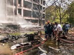 Firefighting operation underway at the site where an Air India plane, B787 Aircraft VT-ANB, while operating flight AI-171 from Ahmedabad to Gatwick, has crashed immediately after takeoff with 242 passengers onboard, in Ahmedabad on Thursday. Firefighting operation underway at the site where an Air India plane, B787 Aircraft VT-ANB, while operating flight AI-171 from Ahmedabad to Gatwick, has crashed immediately after takeoff with 242 passengers onboard, in Ahmedabad on Thursday.