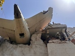 A view shows the rear of an Air India plane following its crash, in Ahmedabad, India, June 12, 2025.