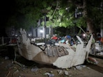 Debris lies at the crash site after an Air India aircraft, bound for London's Gatwick Airport, crashed during take-off from an airport in Ahmedabad, India June 12, 2025. REUTERS/Adnan Abidi