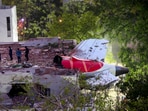 Remains of the Air India plane that crashed moments after taking off from the Ahmedabad airport.