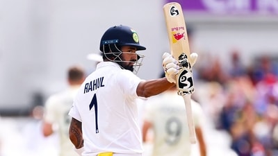 India's KL Rahul celebrates India's KL Rahul celebrates