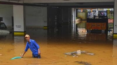 After heavy rainfall, several areas in Hubballi, Karnataka, faced waterlogging on Thursday (PTI) After heavy rainfall, several areas in Hubballi, Karnataka, faced waterlogging on Thursday (PTI)