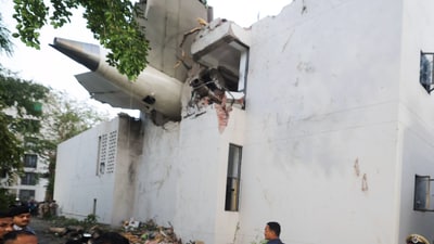 The site of the Air India plane in Ahmedabad on Thursday. (Amit Shah/X) The site of the Air India plane in Ahmedabad on Thursday. (Amit Shah/X)